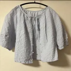 GU 半袖ブラウス S 水色 ライトブルー