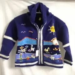 ★アウトレット 子供服 パーカー アルパカセーター着丈約35cm ネイビー男女兼