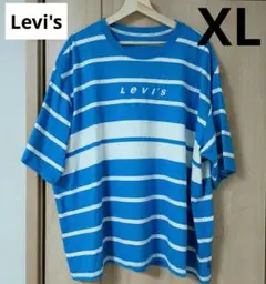 Levi's ✯ストライプ Tシャツ 青/白、XL