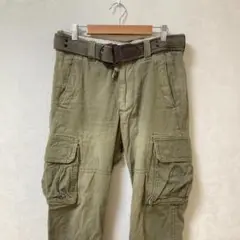 Abercrombie&Fitch オリーブ色カーゴパンツ ベルト付W28L30