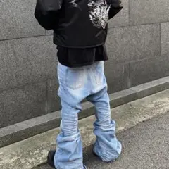 【Undermycar】WRINKLED LIGHTBLUE JEANS