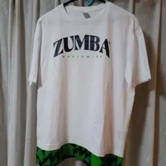 ZUMBA ロゴホワイト Tシャツ グリーン裾