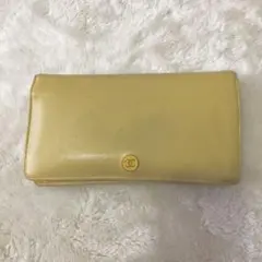 シャネル CHANEL 2つ折り長財布 ココボタン イエロー ウォレット 正規品