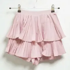 プリーツ ミニ ショートパンツ ケーキスカート ダブルレイヤー ティアード