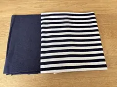 CHECK&STRIPE ニット生地 ハギレ ネイビー 2種セット　未使用