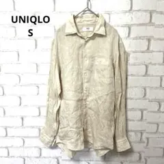 UNIQLO メンズ　長袖　シャツ　リネン100% 麻100% ベージュ　S