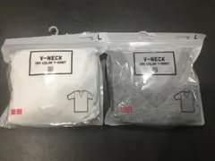 新品 UNIQLO Vネック Tシャツ 2色セット Lサイズ ドライ カラーT
