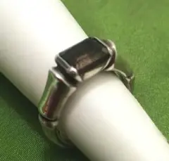 スモーキークォーツシルバー スクエアカットストーンリング