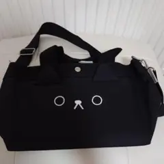 猫の顔デザイン [aboo] アブー 3wayバッグ 黒