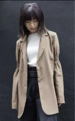 EMODA シャーリングスリーブジャケット グレー