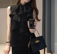 meing. 新品未使用タグ付　tie frill blouse