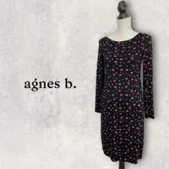 【agnes b.】薄手 総柄 長袖ワンピース レーヨン