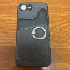 iPhone16e用リング付き手帳型ケース 黒