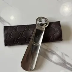 GUCCI 靴べら ステンレススチール レザーケース付き
