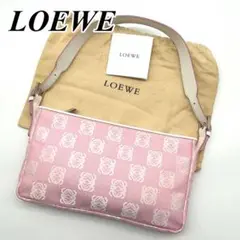 ロエベ ハンドバッグ ポーチ リピートアナグラム キャンバス ピンク