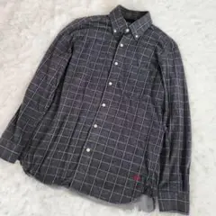 POLO ポロ グレー チェック コットン シャツ ネルシャツ M サイズ ロゴ