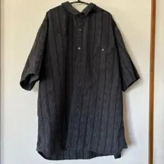 ストライプ 半袖シャツ 黒