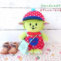 メメル ぬい服 キャップ サロペット ショルダー 赤ドット