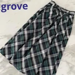 grove チェック プリーツロングスカート Mサイズ