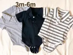 SHEIN 3-6m 襟付きロンパースセット 3点