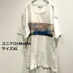 ユニクロ　MoMA 絵画Tシャツ　ホワイト　プリント　半袖　モネ　睡蓮　XL