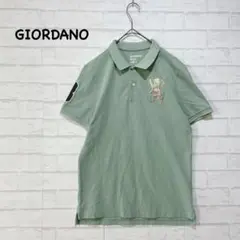 美品 GIORDANO ミントグリーン 半袖ポロシャツ(S)ビッグロゴ 爽やか