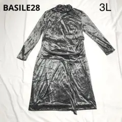 BASILE28 バジーレ ベロア 上下セット 3L ドット ウエストゴム