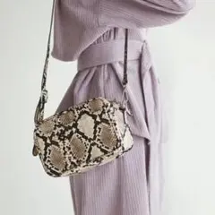 【美品】パイソン柄　ショルダーバッグ　ヘビ柄