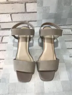 GLACIER ベージュ ストラップサンダル 中ヒール 7cm Lサイズ