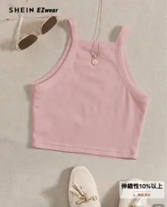 SHEIN ピンク タンクトップ クロップド丈