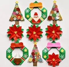 クリスマスミニリース・ミニツリー・ミニポインセチア☆折り紙・ハンドメイド