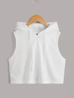 SHEIN フード付ノースリーブトップスカットソーシーンパーカーS タンクトップ