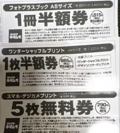 3枚セット カメラのキタムラ半額券 無料券