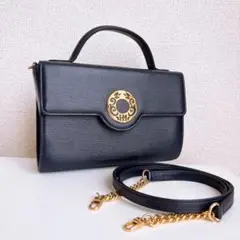 HANAE MORI　ハナエモリ　ミニハンドバッグ　ネイビー　金具　2way