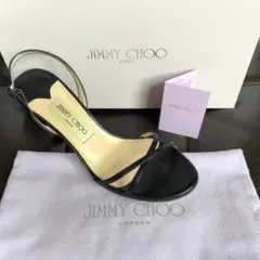■ジミーチュウ|ストラップサンダル|黒|36.5|23.5cm|k621
