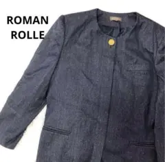 ROMAN ROLLE ジャケット紺色　デニム生地　11号　ノーカラー