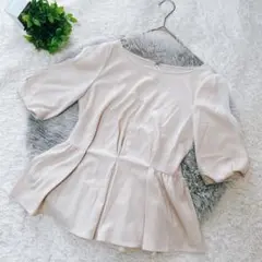 【JUSGLITTY】 5分袖 チュニック (1) アイボリー 無地