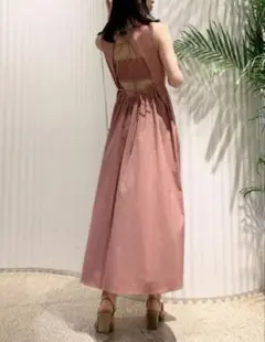 SNIDEL スナイデル バックオープンフレアワンピース　ピンク