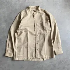 美品 Balencia バレンシアガ ノーカラー シャツ Lサイズ ベージュ