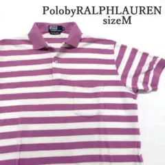 MY1122▲PolobyRALPHLAUREN▲ポロシャツ ボーダー 刺繍 M