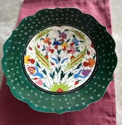 トルコ製 手作り陶器皿 多色花柄