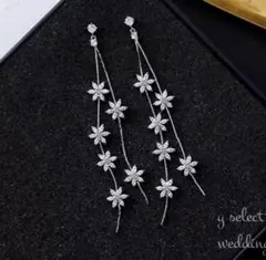 フラワー シルバー ロング タッセル ピアス イヤリング ♡新品 送料無料♡