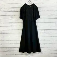 Daimaru【F】✨ワンピース ミモレ丈 レース 半袖 フレア ブラック