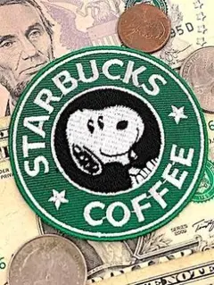 スヌーピー ワッペン アップリケ STARBUCKS COFFEE LA0258
