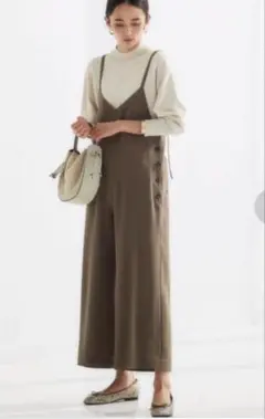 グリーンレーベルリラクシング　ツイルサロペット　カーキ　フリーサイズ