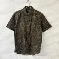 UNITED ARROWS GREEN LABEL 総柄半袖シャツ ブラウン M