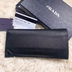 付属品完備✨ プラダ 長財布 サフィアーノレザー 三角ロゴ ブラック メンズ