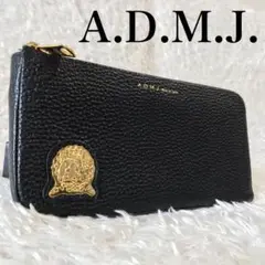 A.D.M.J エーディーエムジェイ 財布 L字 ブラック オレンジ エンブレム