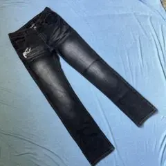 美品　RAD CUSTOM 150㎝　ブラックデニム スリムストレートパンツ