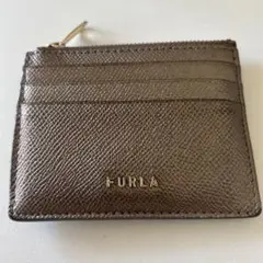 FURLA ブラウンゴールド　 レザー カードコインケース